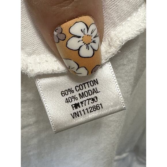 Converse Y2k Oversize Women's White Cut Out Crocheted Tank Top XL Cotton Modal - Picture 4 of 6